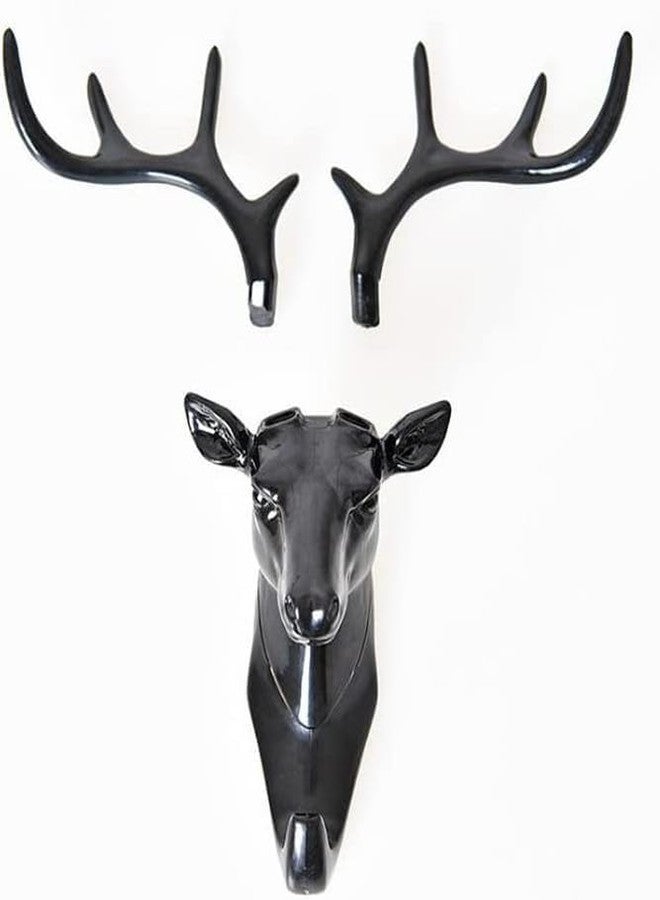 Potency 1 Piece Deer Head Shape Wall Hook Hanger,Antler Hanger,Animals Deer Head Hook Hanger Rack Holder Wall Mount for Home Office Room Décor(Black) - Image 5